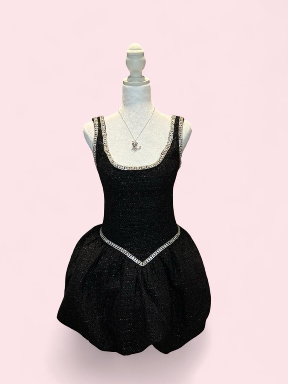 Black Rhinestone Bubble Dress